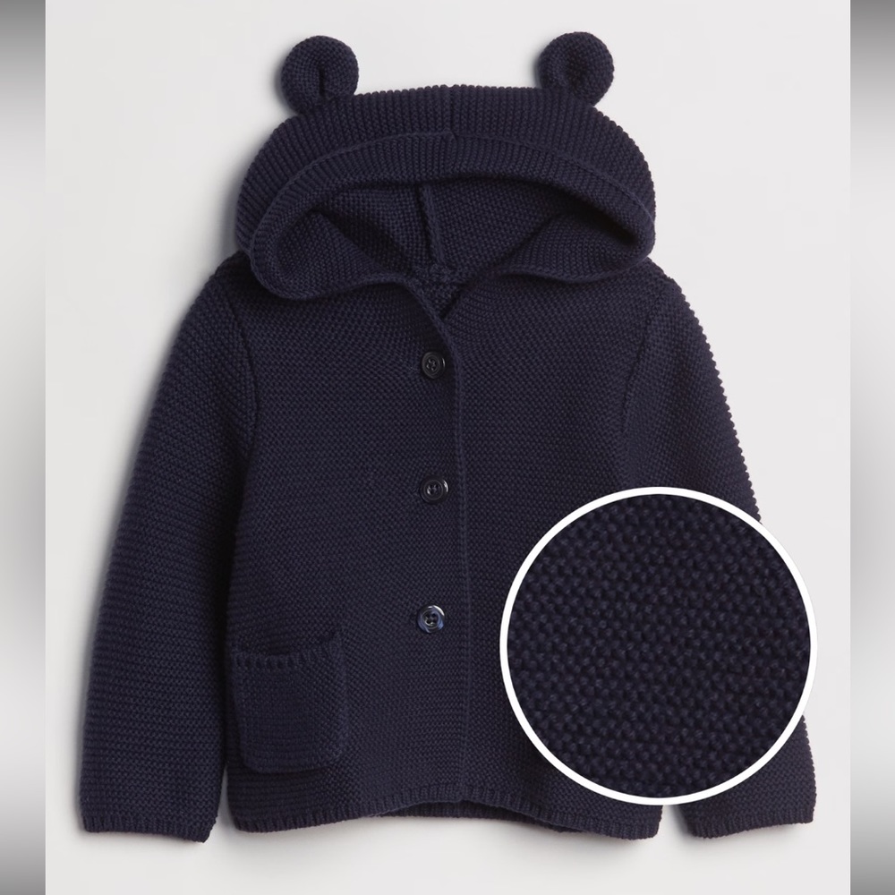 NEW Baby Gap Bear Cardigan Navy 3-6m